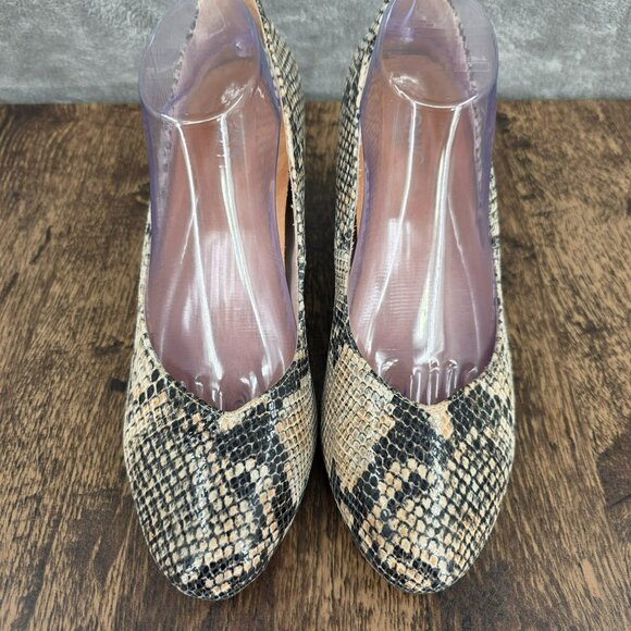 Vionic Antonia Natural Snake Mid Wedge Pumps 11 Black Cream Leather Orthaheel - Picture 5 of 13